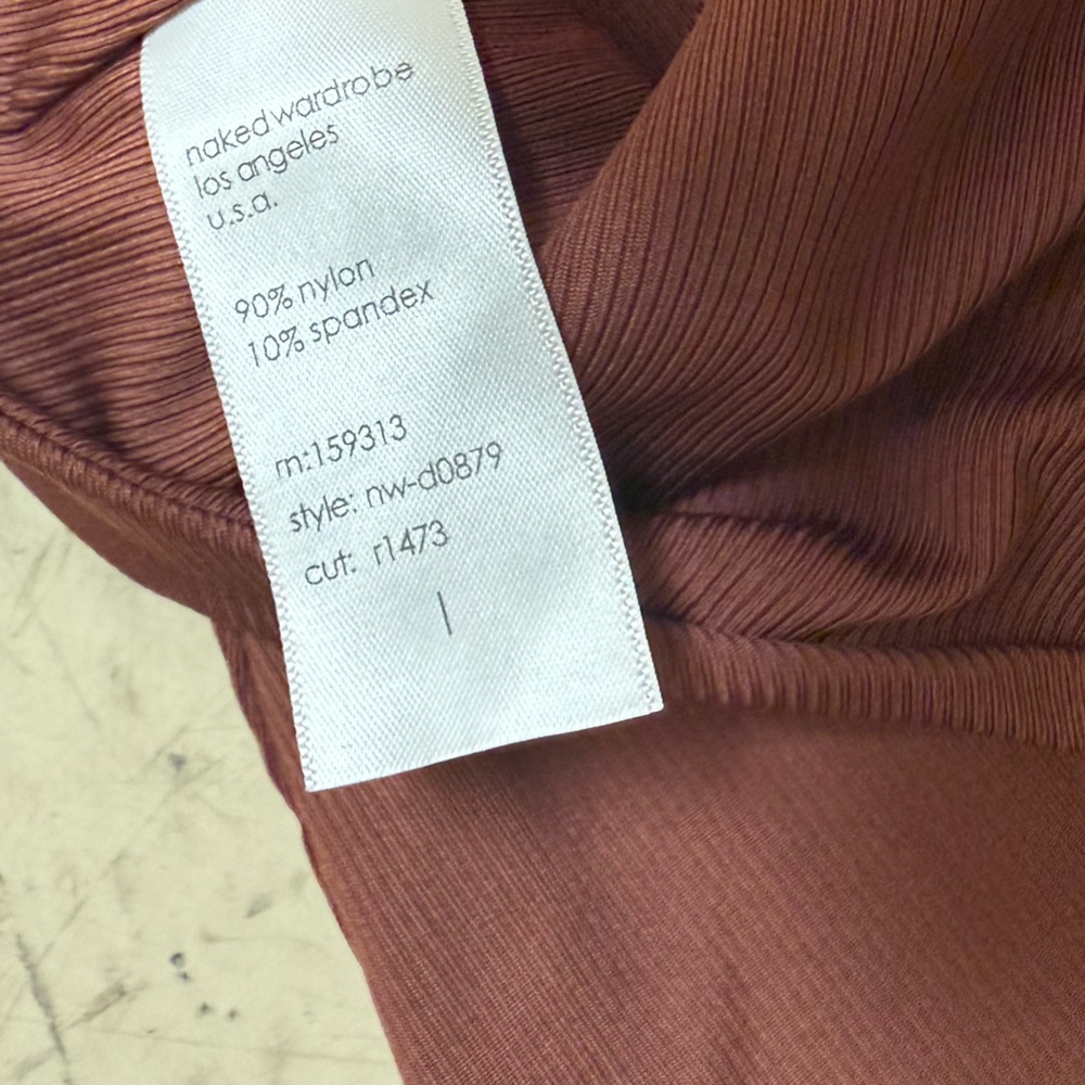 NWT Naked Wardrobe Brown Ribbed Stretch Cutout Mini Dress - Picture 3 of 4